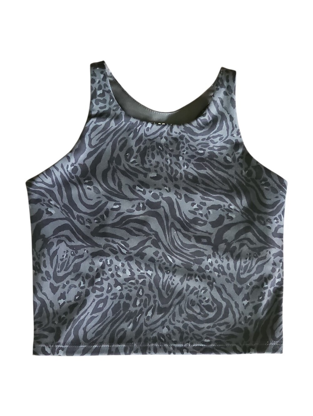 GIRLS tek gear Black and Gray Animal-Print Racerback Crop Tank
